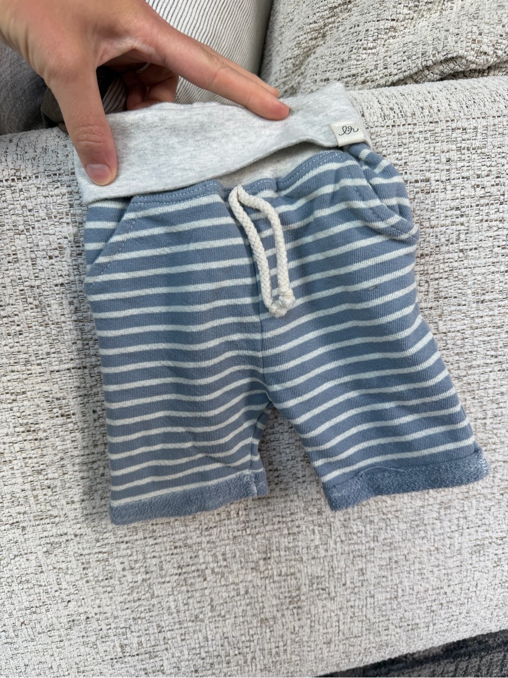 Lulu + Roo Striped Blue & White Baby Shorts